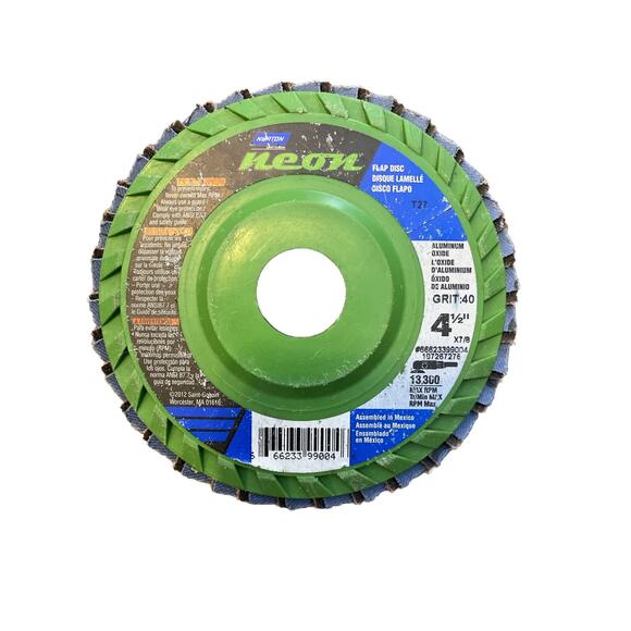 Norton Neon And Blue Fire Flap Discs 4 1/2 Various Grits 7 Count - Picture 7 of 8